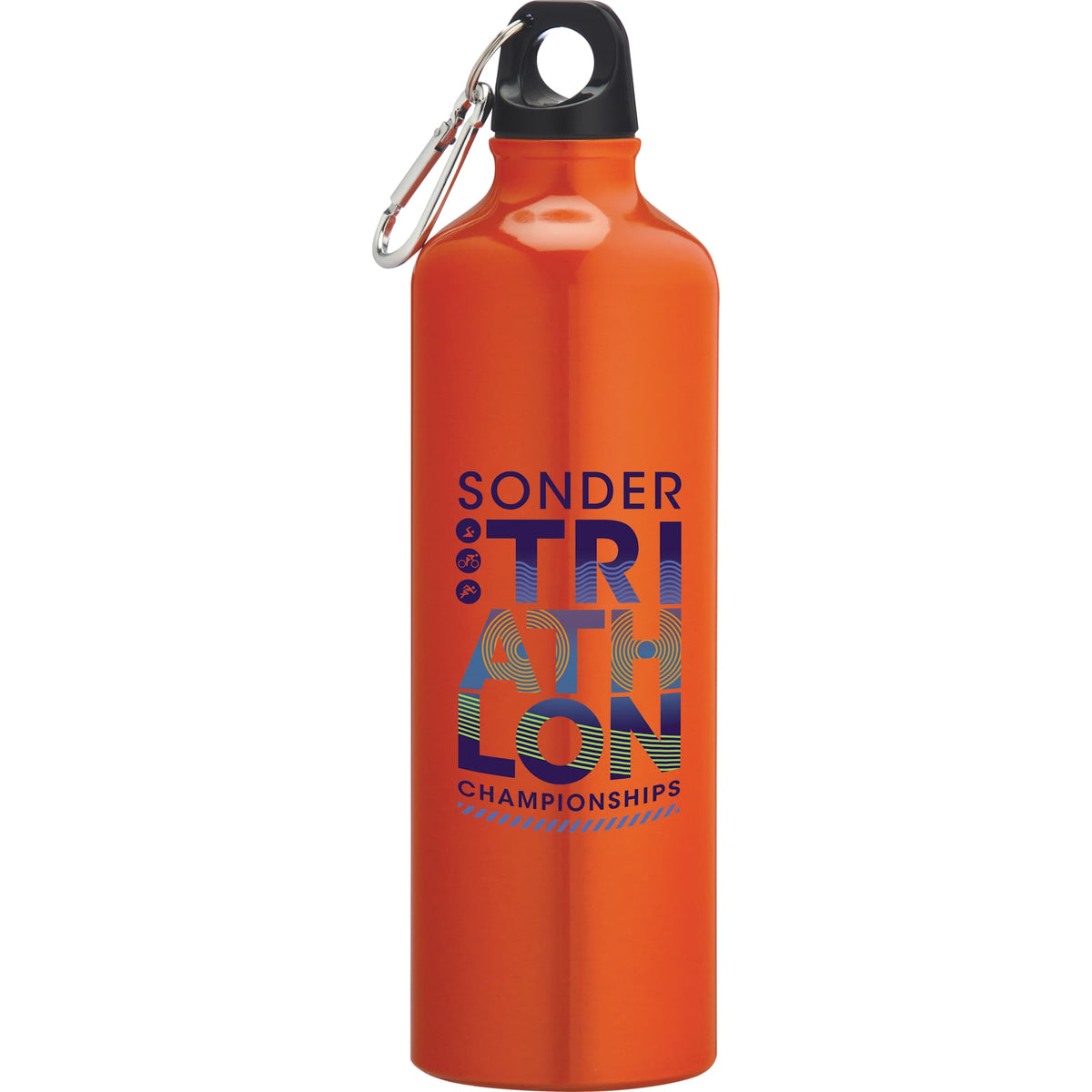 Pacific Aluminum Sports Bottle with Carabiner, 26 oz - Recycled Orange - Front