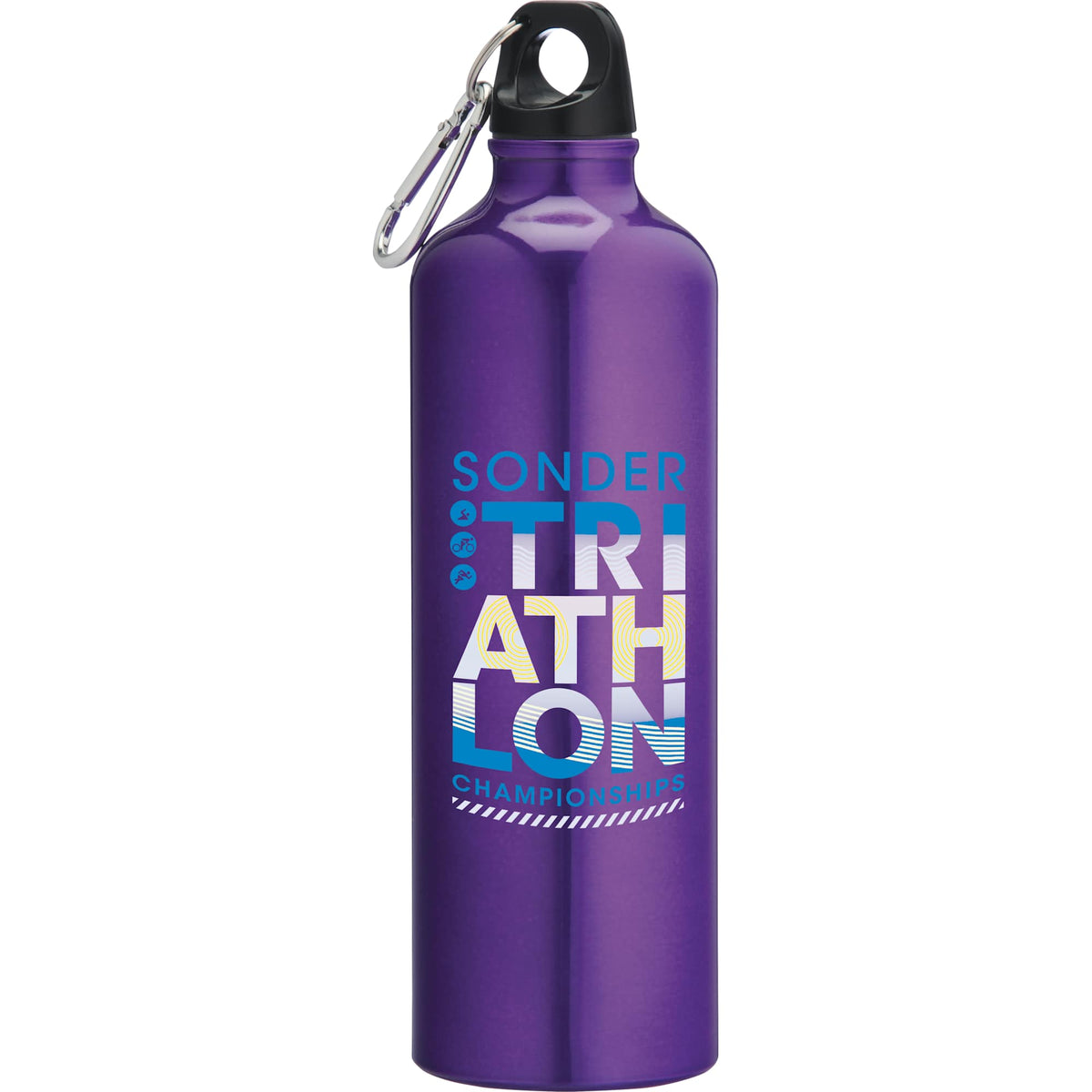 Pacific Aluminum Sports Bottle with Carabiner, 26 oz - Recycled Purple - Front