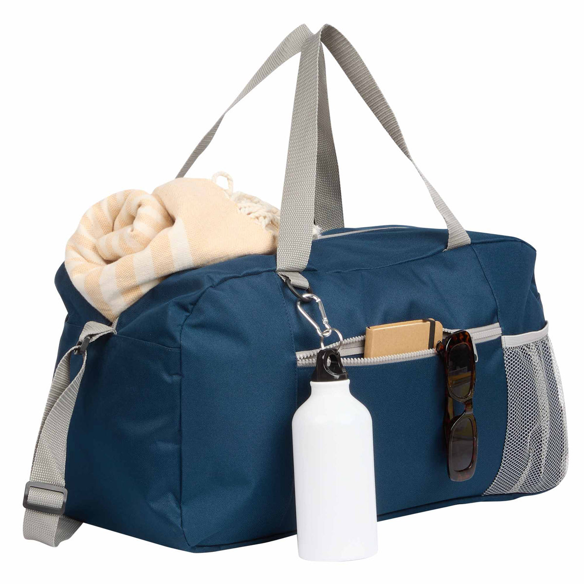 Pacific Sport Duffel Bag in Recycled Polyester Transfer - Navy - Propped