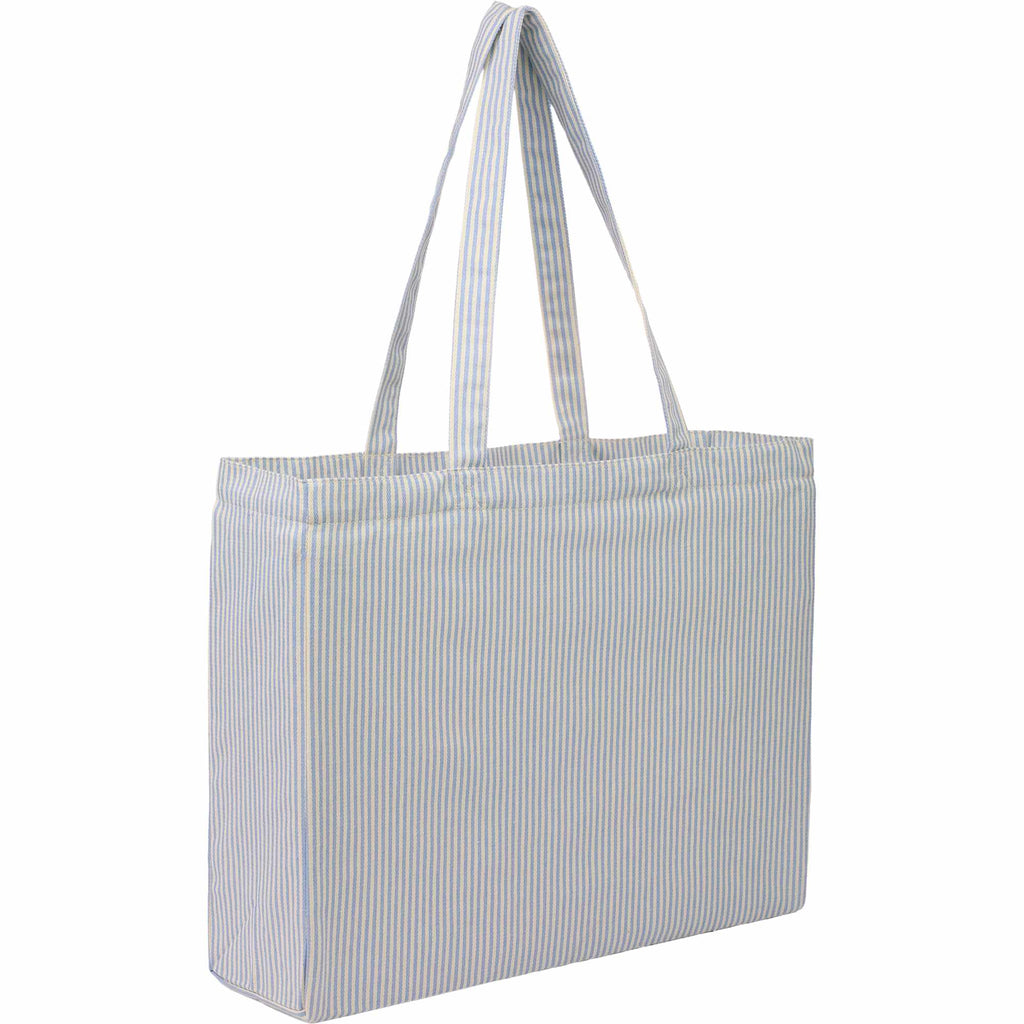 Pacific Striped Recycled Cotton Shopper, 7 oz Transfer - Blue - Right Angle