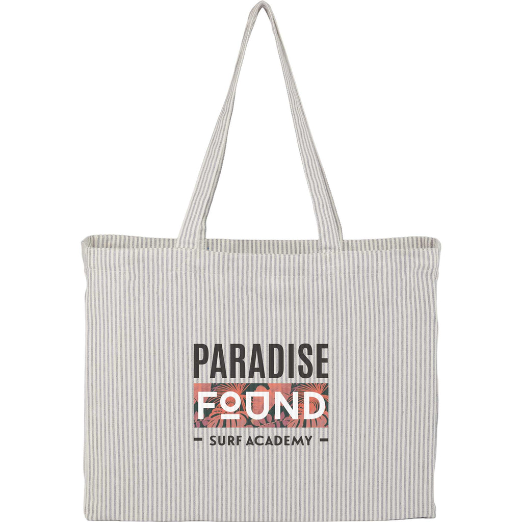 Pacific Striped Recycled Cotton Shopper, 7 oz Transfer - Gray - Front