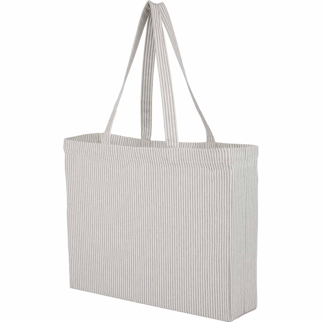 Pacific Striped Recycled Cotton Shopper, 7 oz Transfer - Gray - Left Angle