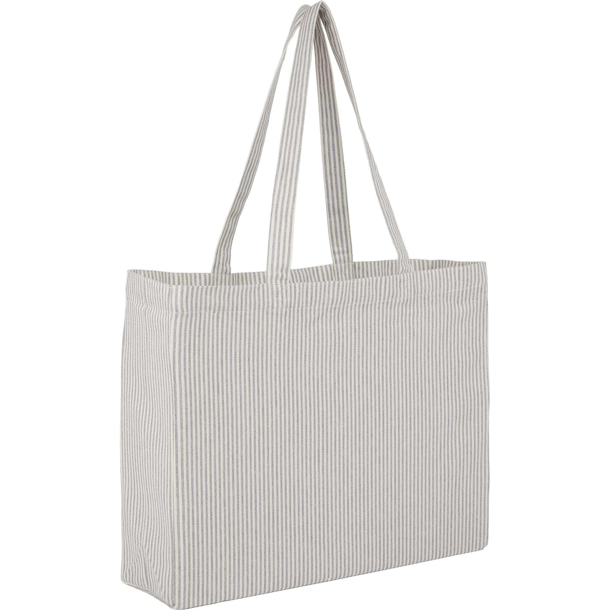 Pacific Striped Recycled Cotton Shopper, 7 oz Transfer - Gray - Right Angle 2