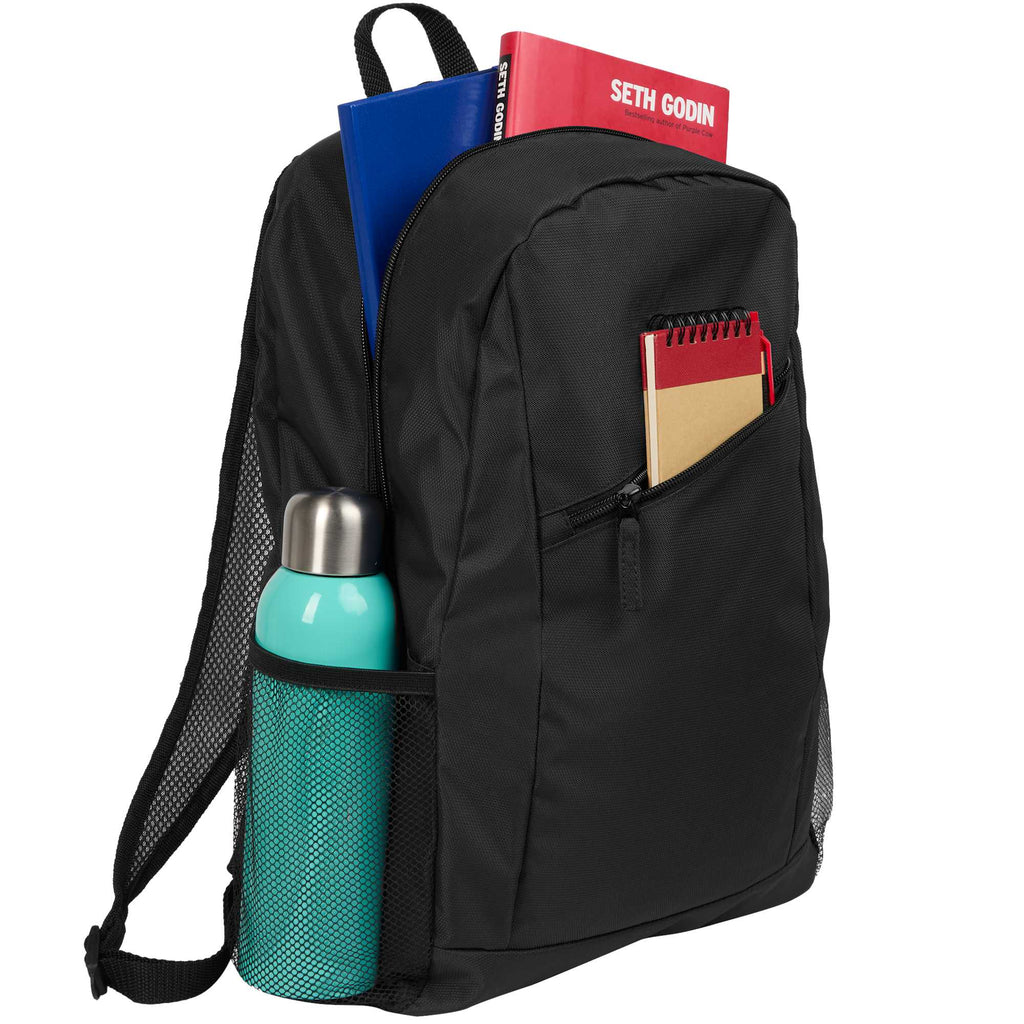Packable Backpack that Folds into Its Own Pouch Embroidery - Black - Propped