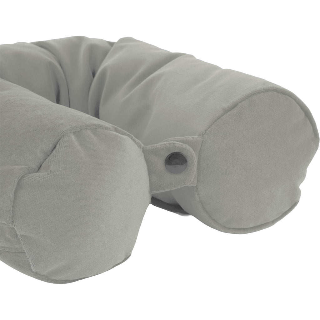 Packable Neck Pillow and Packing Cube in Recycled Velvet Embroidery - Gray - Detail