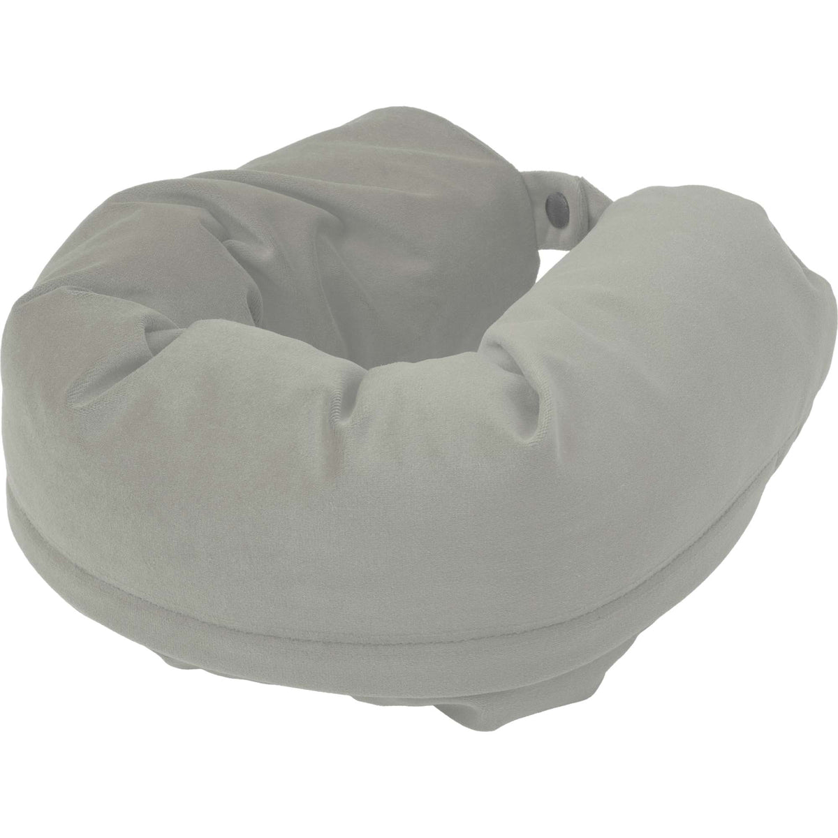 Packable Neck Pillow and Packing Cube in Recycled Velvet Embroidery - Gray - Left Angle