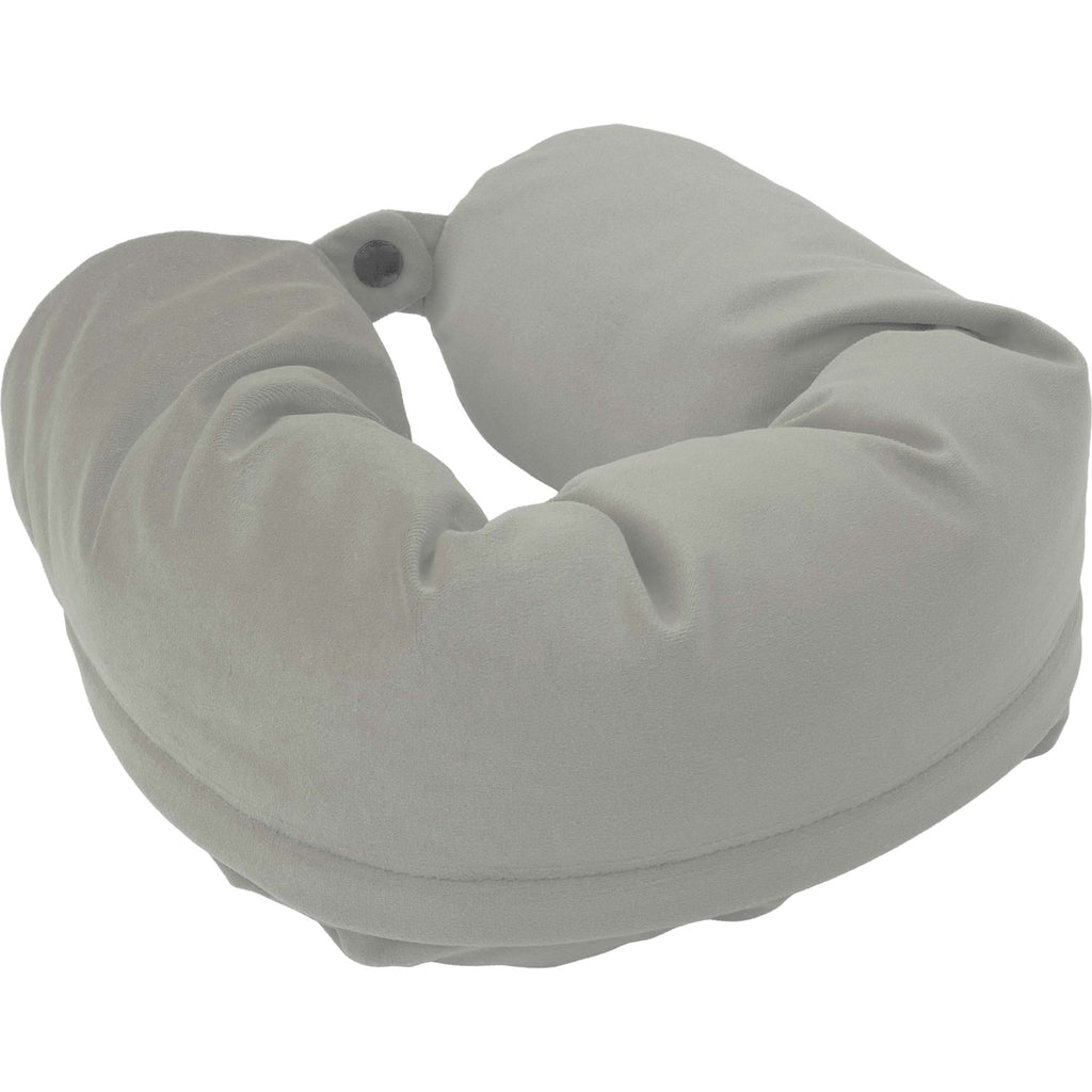 Packable Neck Pillow and Packing Cube in Recycled Velvet Embroidery - Gray - Right Angle