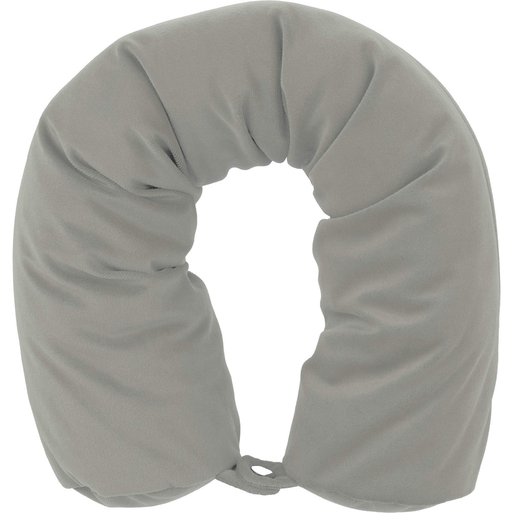 Packable Neck Pillow and Packing Cube in Recycled Velvet Embroidery - Gray - Top