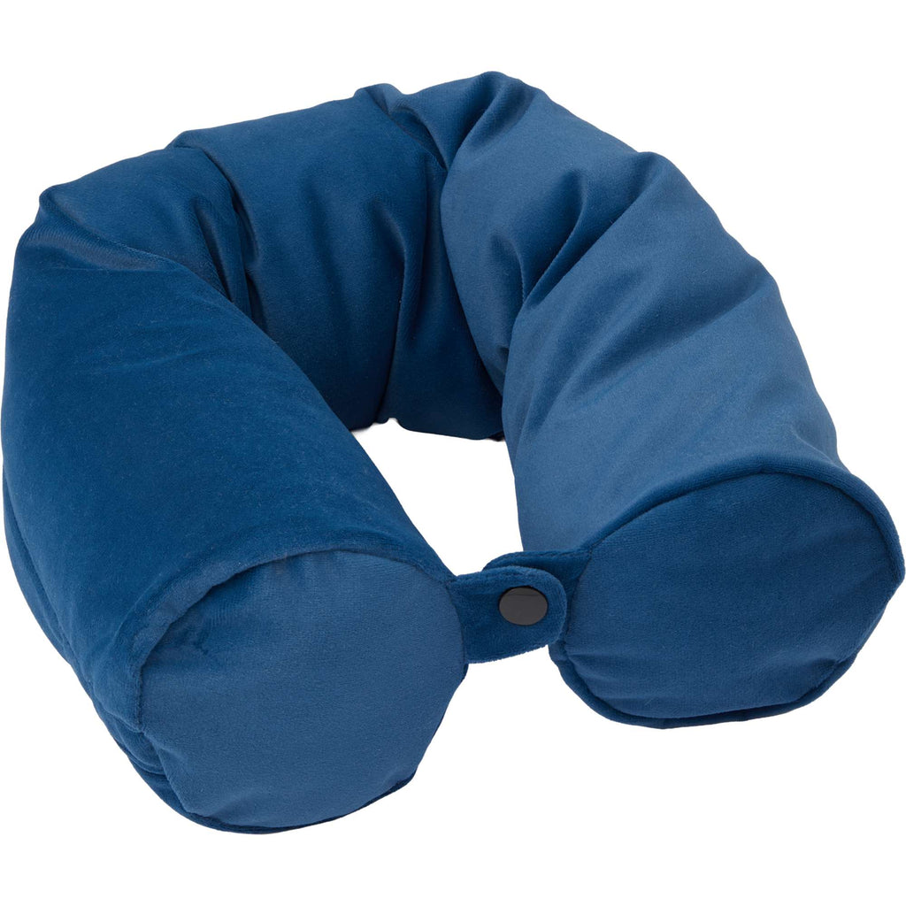 Packable Neck Pillow and Packing Cube in Recycled Velvet Embroidery - Navy - Back