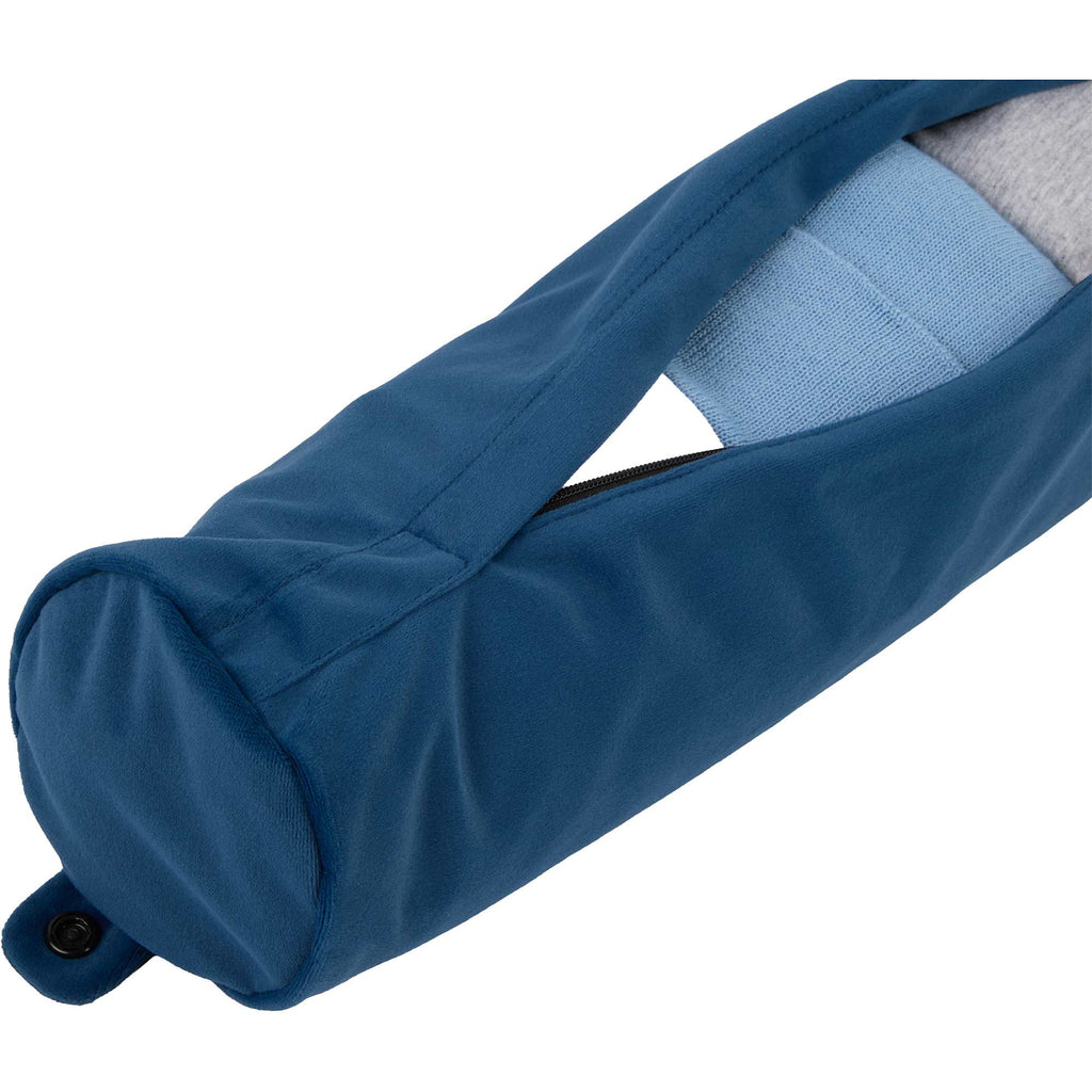 Packable Neck Pillow and Packing Cube in Recycled Velvet Embroidery - Navy - Detail 2