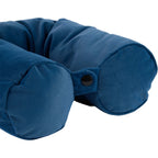 Packable Neck Pillow and Packing Cube in Recycled Velvet Embroidery - Navy - Detail
