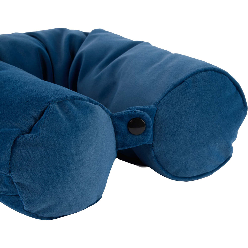 Packable Neck Pillow and Packing Cube in Recycled Velvet Transfer - Navy - Detail