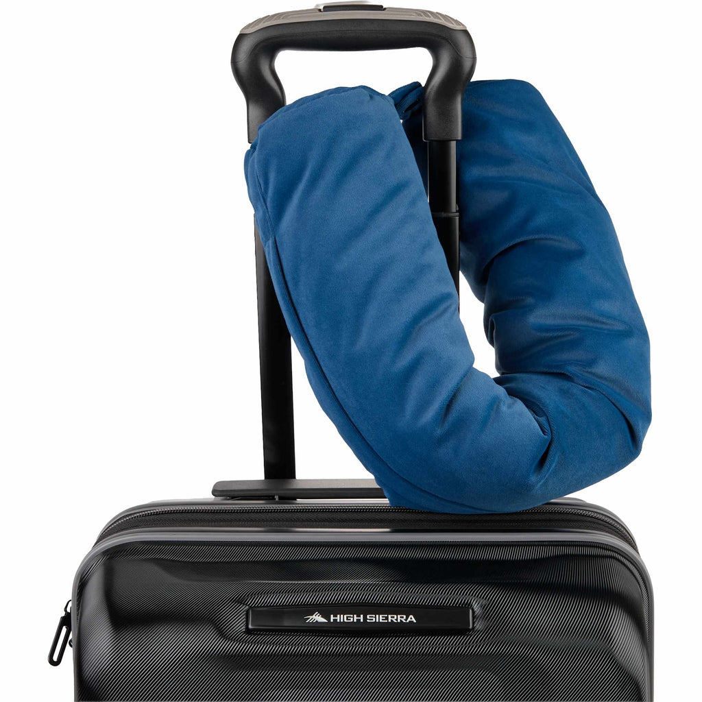 Packable Neck Pillow and Packing Cube in Recycled Velvet Transfer - Navy - Propped