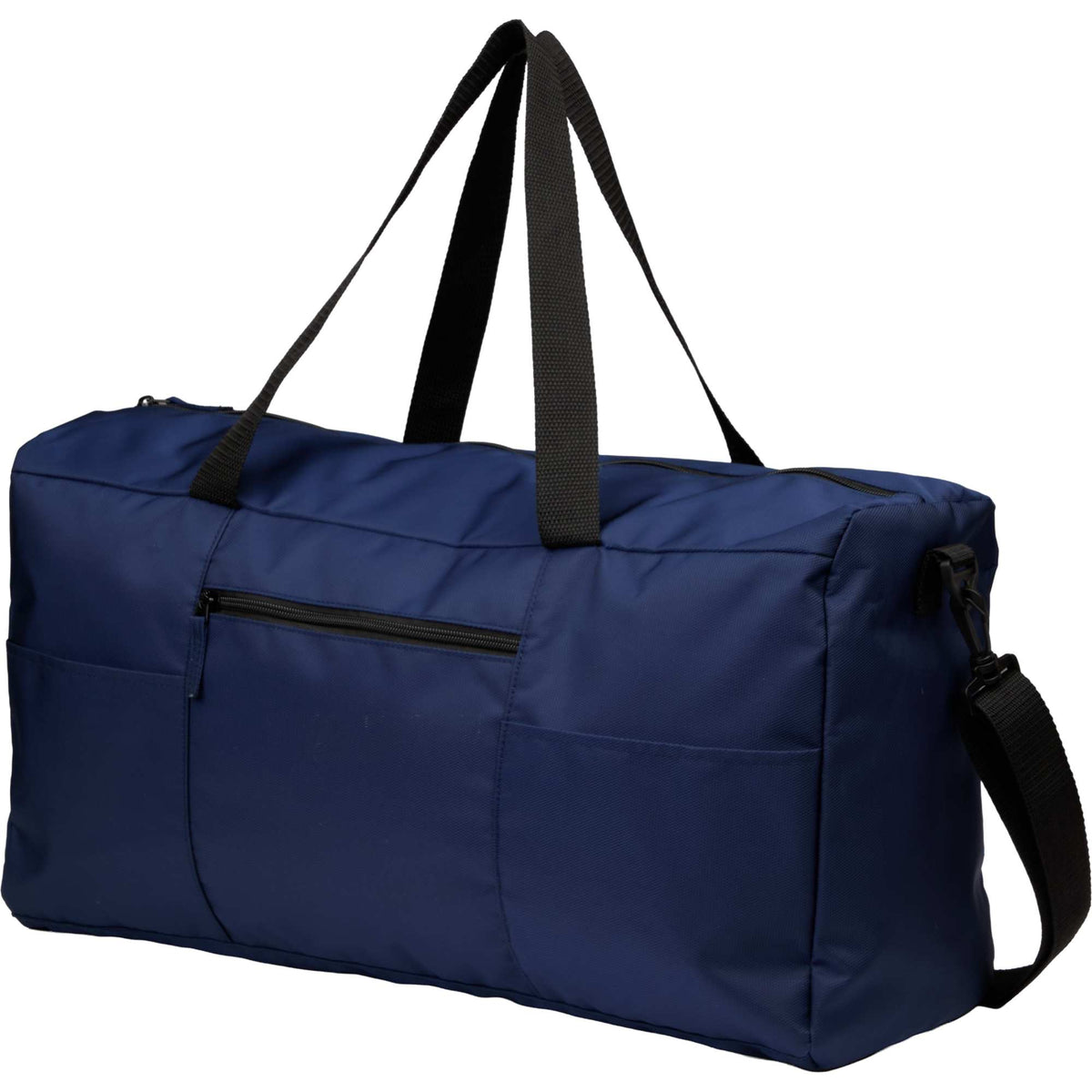 Packable Travel Duffel Bag with Trolley Sleeve Transfer - Navy - Left Angle