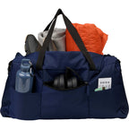 Packable Travel Duffel Bag with Trolley Sleeve Transfer - Navy - Propped