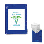 Packet of Tissues, Mini - Blue - Full Color on a White Label