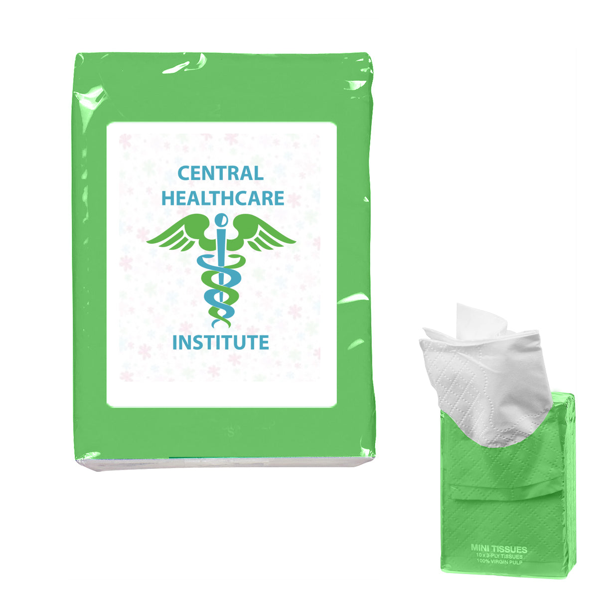 Packet of Tissues, Mini - Green - White_White_Label