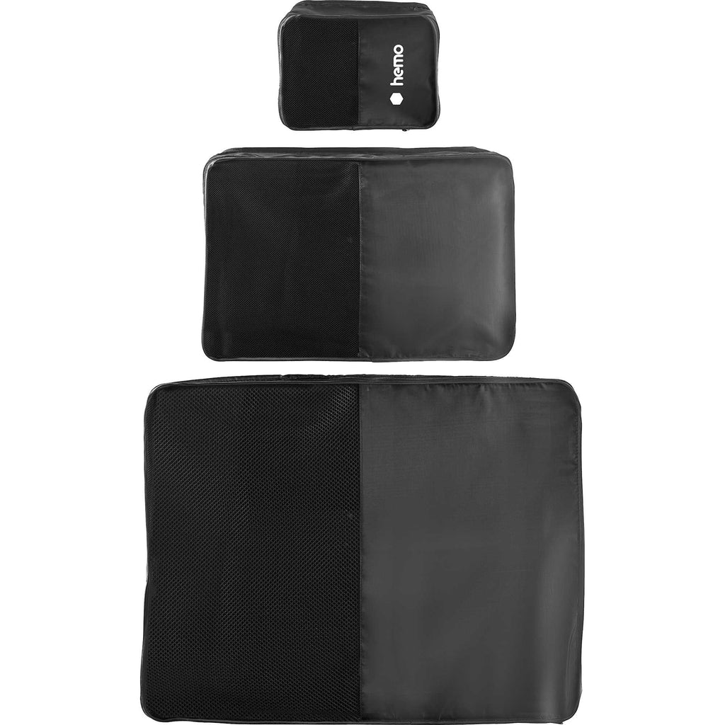 Packing Cubes in Three Sizes, 420D Polyester - Black - Front 2