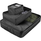 Packing Cubes in Three Sizes, 420D Polyester - Black - Front