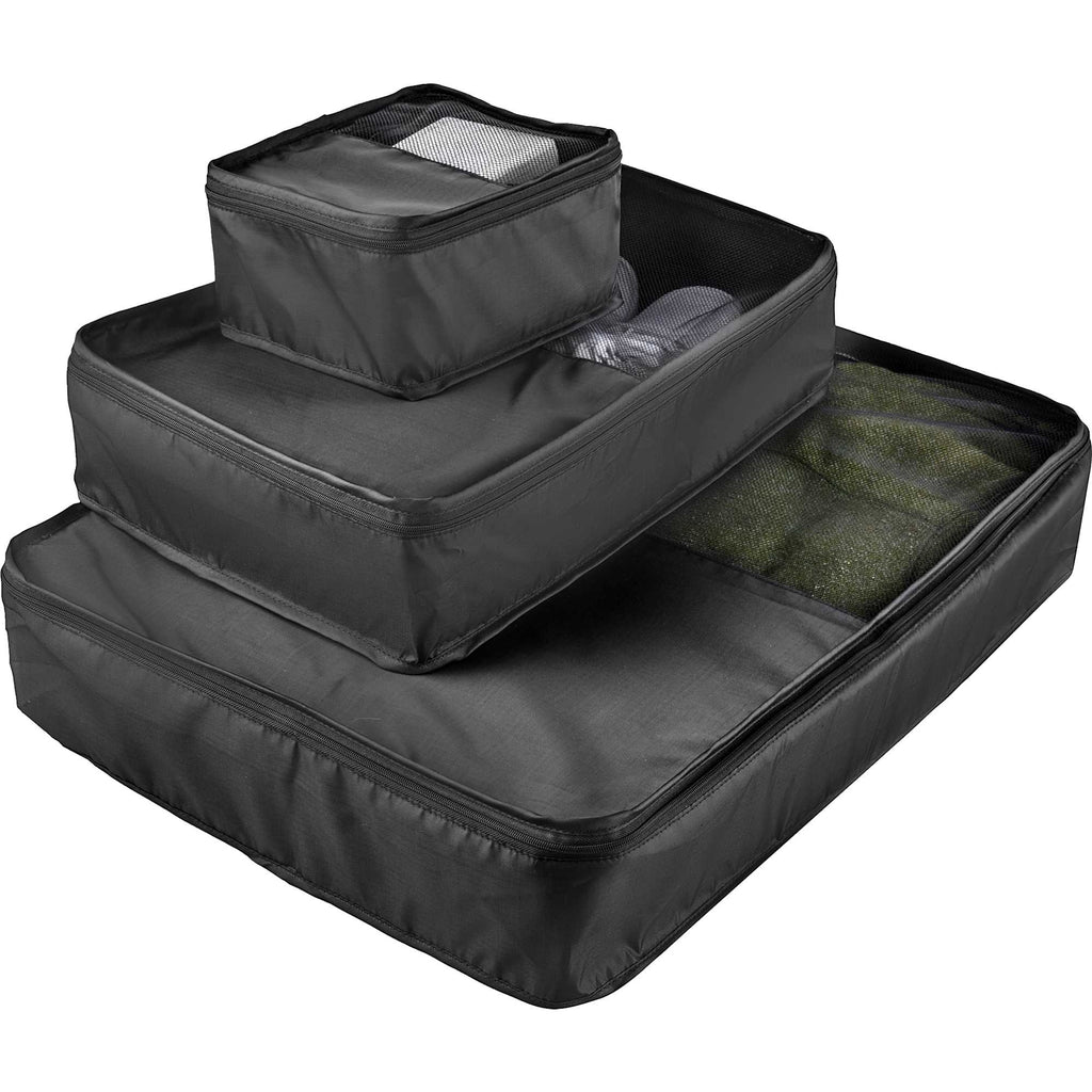 Packing Cubes in Three Sizes, 420D Polyester - Black - Photo