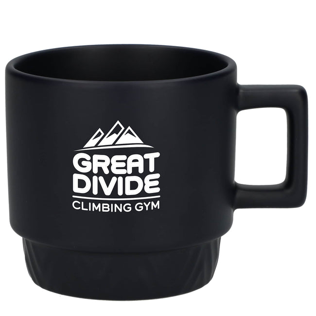 Paco Stackable Herringbone Ceramic Mug, 12 oz Laser Engraving
