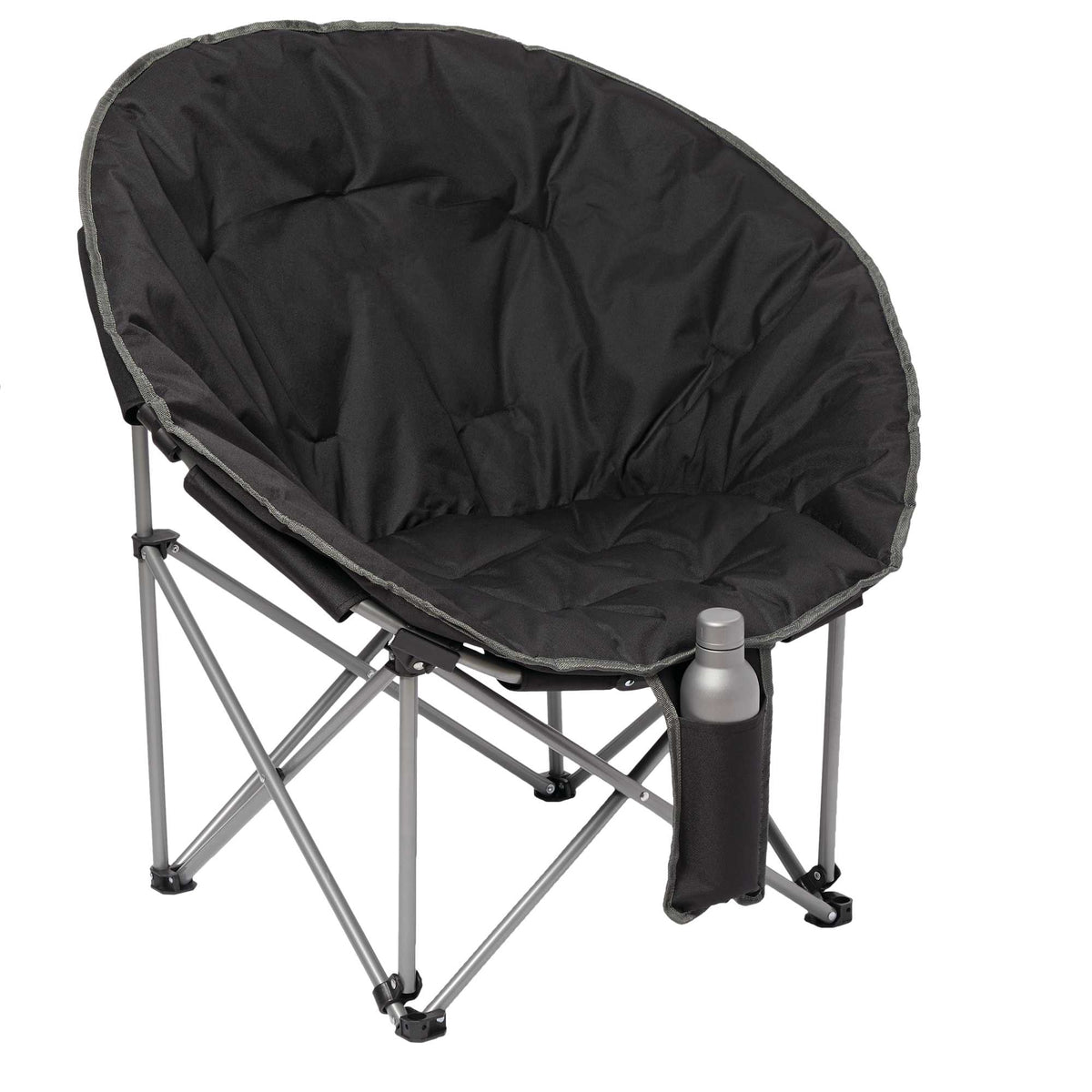 Padded Folding Moon Chair, 400 lb Capacity Transfer - Black - Right Angle 2