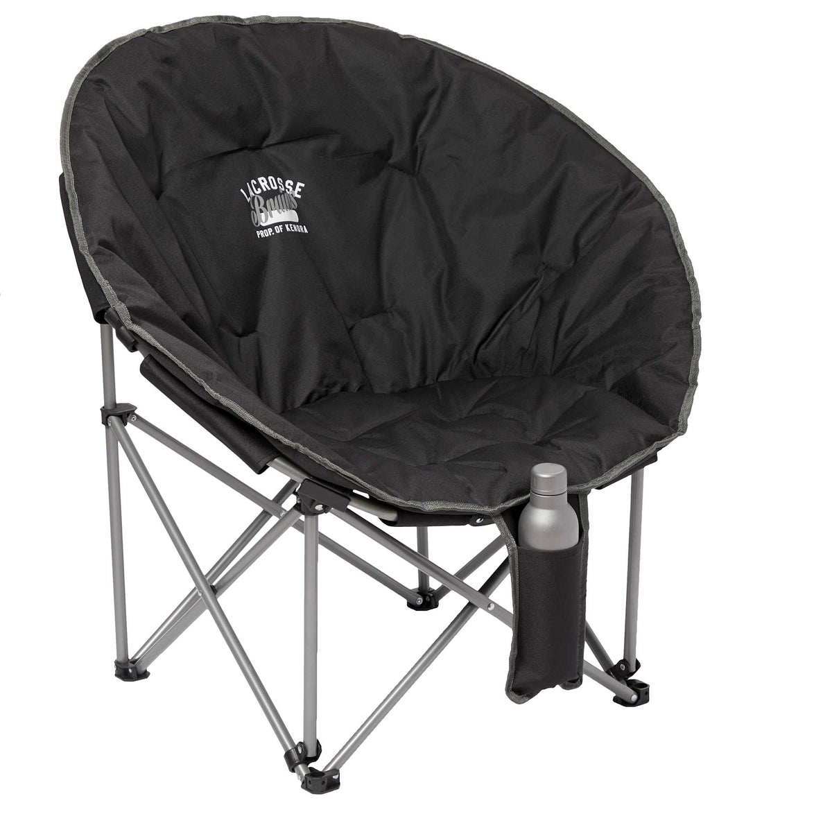 Padded Folding Moon Chair, 400 lb Capacity Transfer - Black - Right Angle