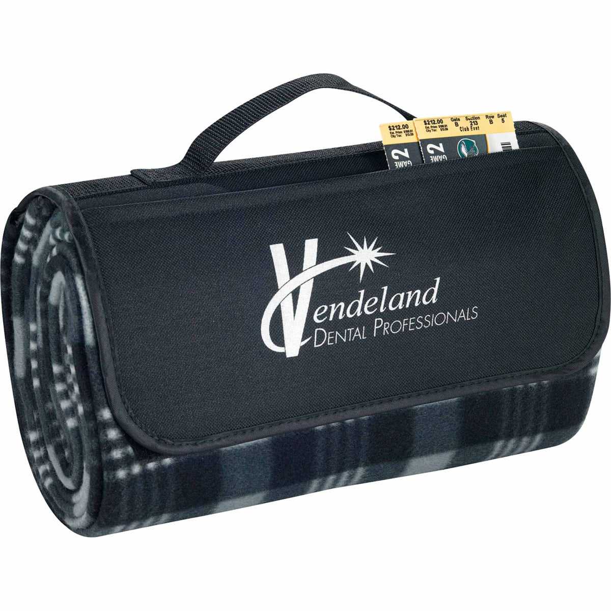Padded Water-Resistant Picnic Blanket, 47.5 x 52.5 Inches Transfer - Black - Front 2
