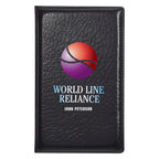 Padfolio with Sticky Notes and Flags, Leather Look Full Color - Black - Full Color