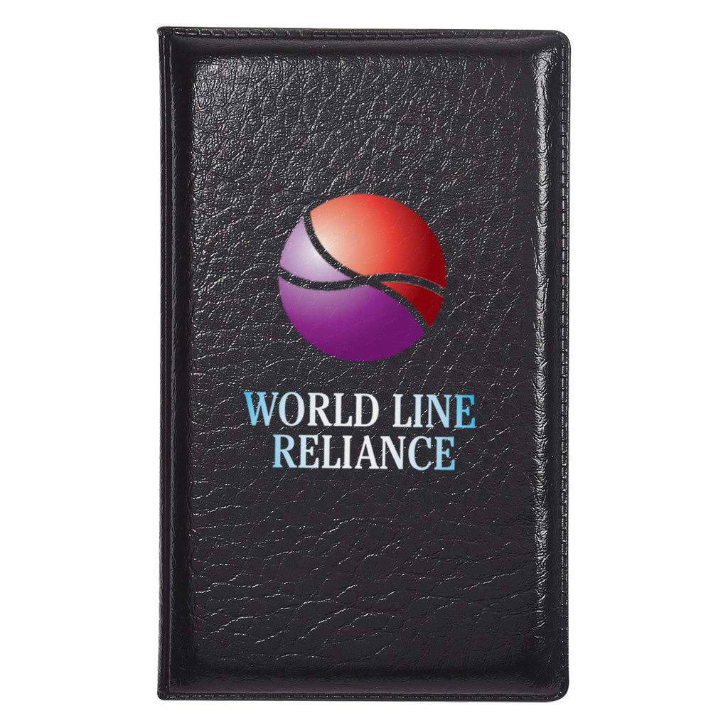 Padfolio with Sticky Notes and Flags, Leather Look Full Color - Black - Full Color