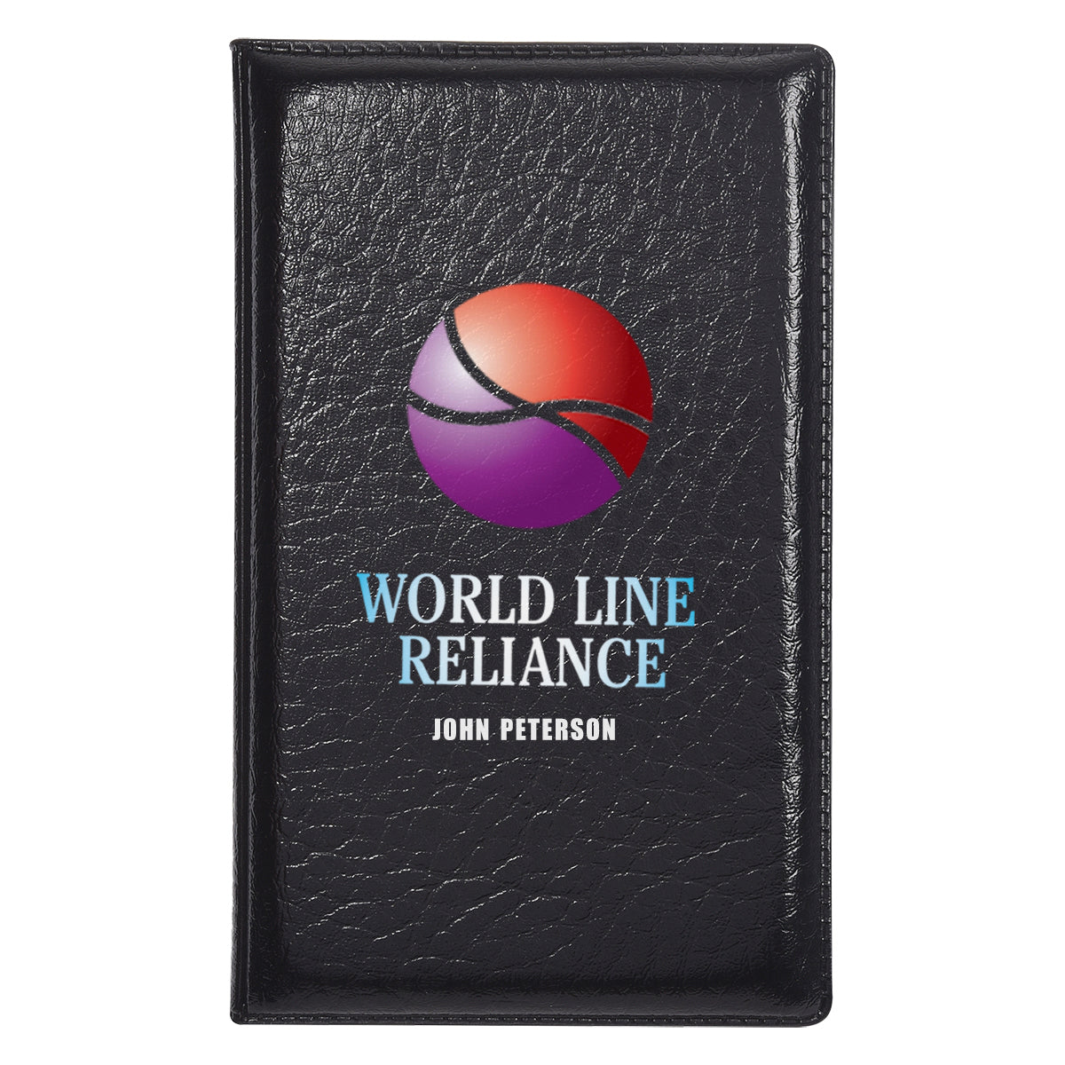 Padfolio with Sticky Notes and Flags, Leather Look Full Color - Black - Full Color