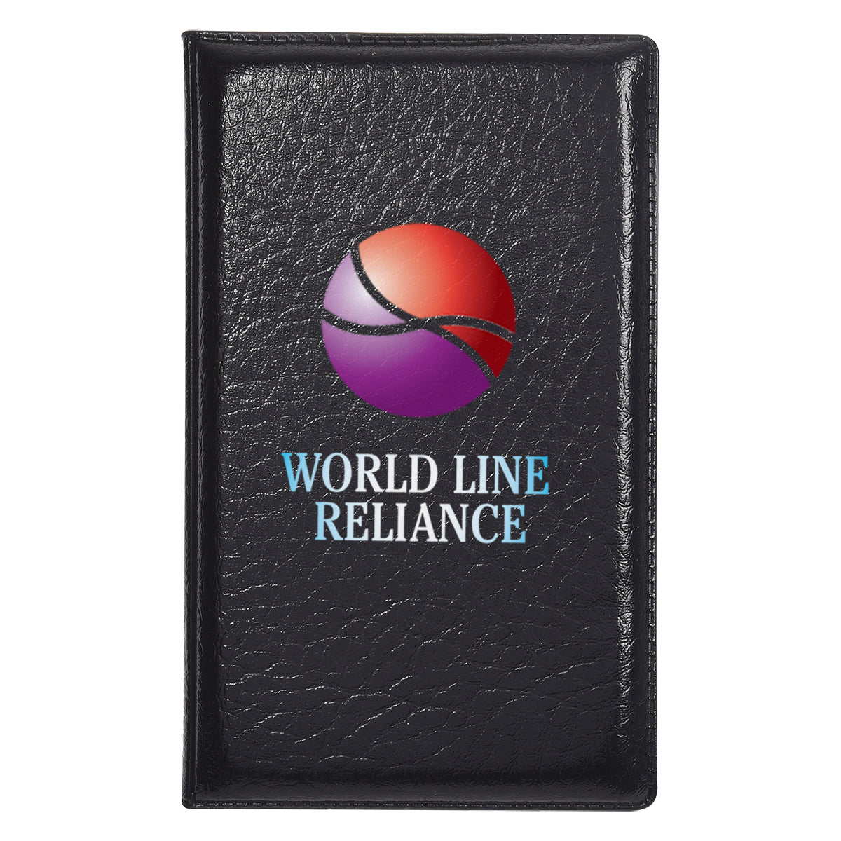 Padfolio with Sticky Notes and Flags, Leather Look Full Color - Black - Full Color