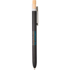 Paige Gel Pen in Ocean Bound Plastic with Bamboo Clicker Full Color - Black - Front