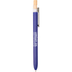Paige Gel Pen in Ocean Bound Plastic with Bamboo Clicker Full Color - Royal - Front