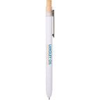 Paige Gel Pen in Ocean Bound Plastic with Bamboo Clicker Full Color - White - Front