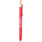 Paige Gel Pen in Ocean Bound Plastic with Bamboo Clicker - Red - Front