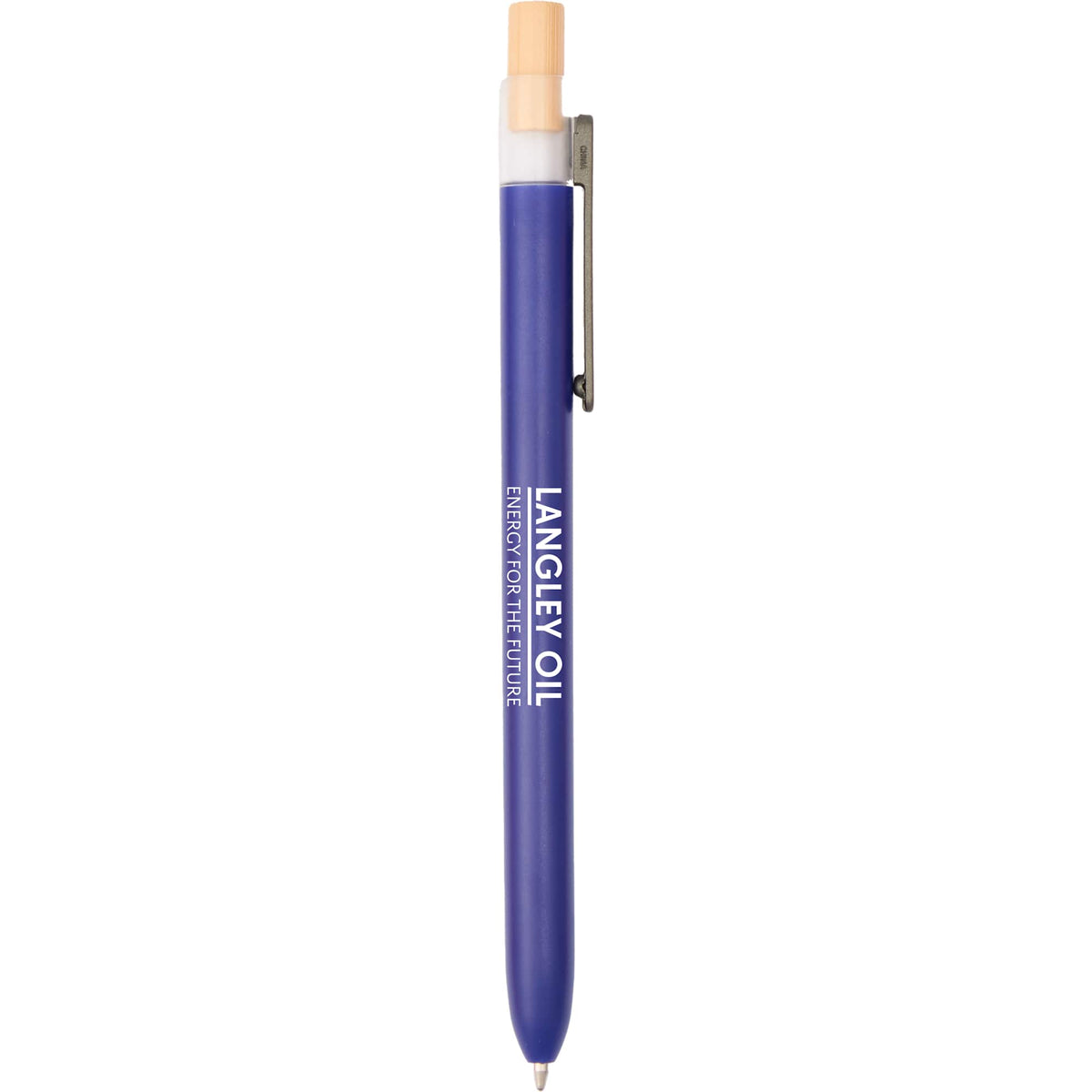 Paige Gel Pen in Ocean Bound Plastic with Bamboo Clicker - Royal - Front