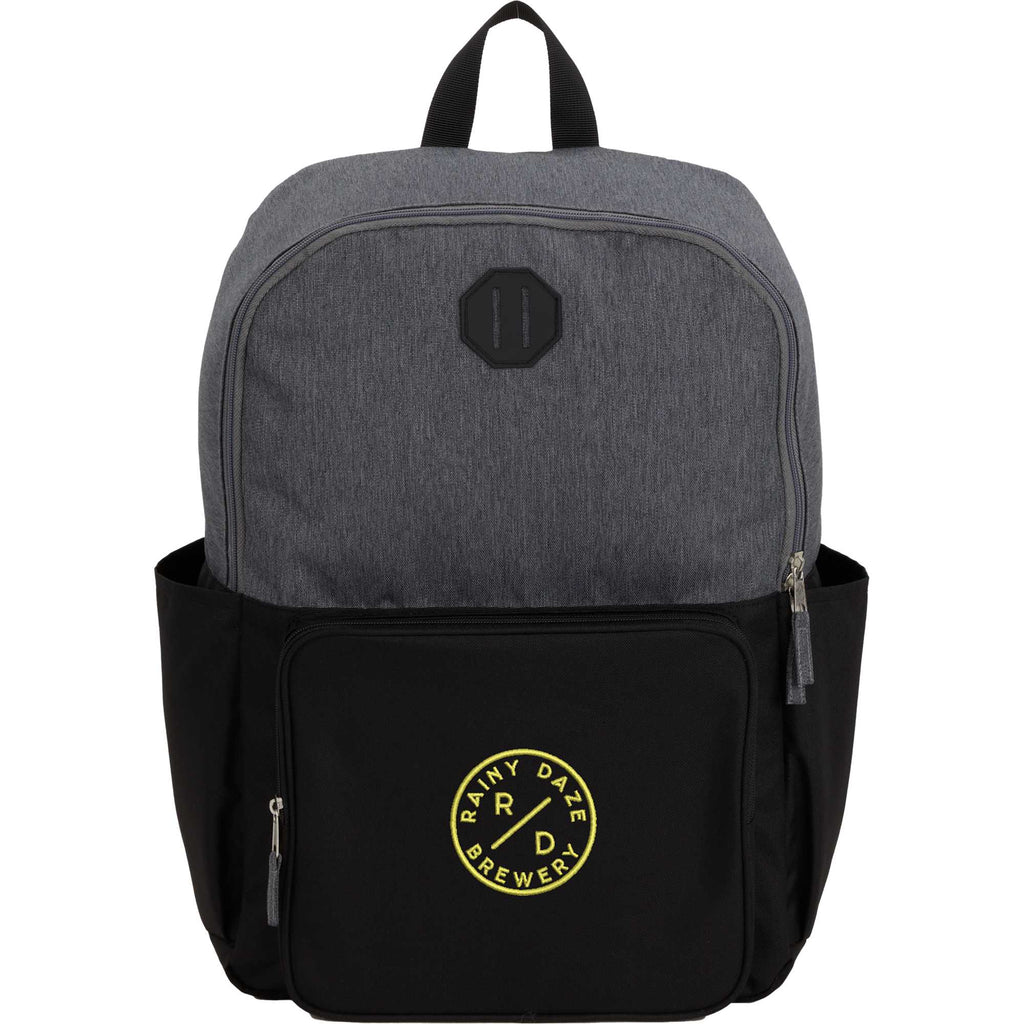 Paired Color Block Laptop Backpack in Recycled PET, 15 Inch - Black - Front