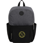 Paired Color Block Laptop Backpack in Recycled PET, 15 Inch Transfer - Black - Front