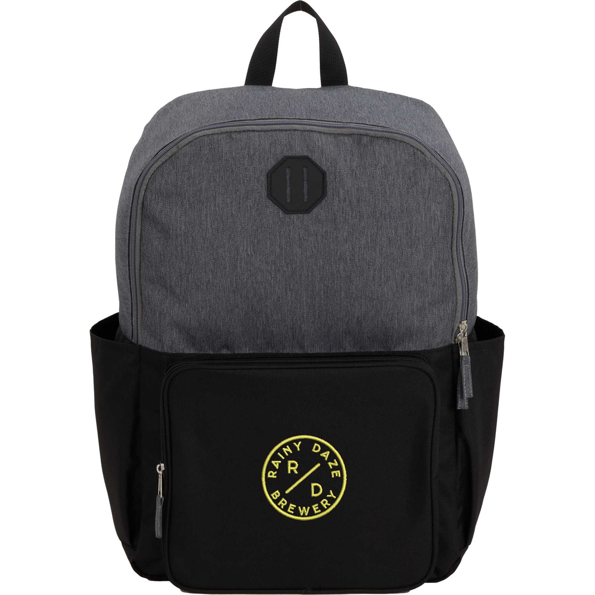 Paired Color Block Laptop Backpack in Recycled PET, 15 Inch Transfer - Black - Front