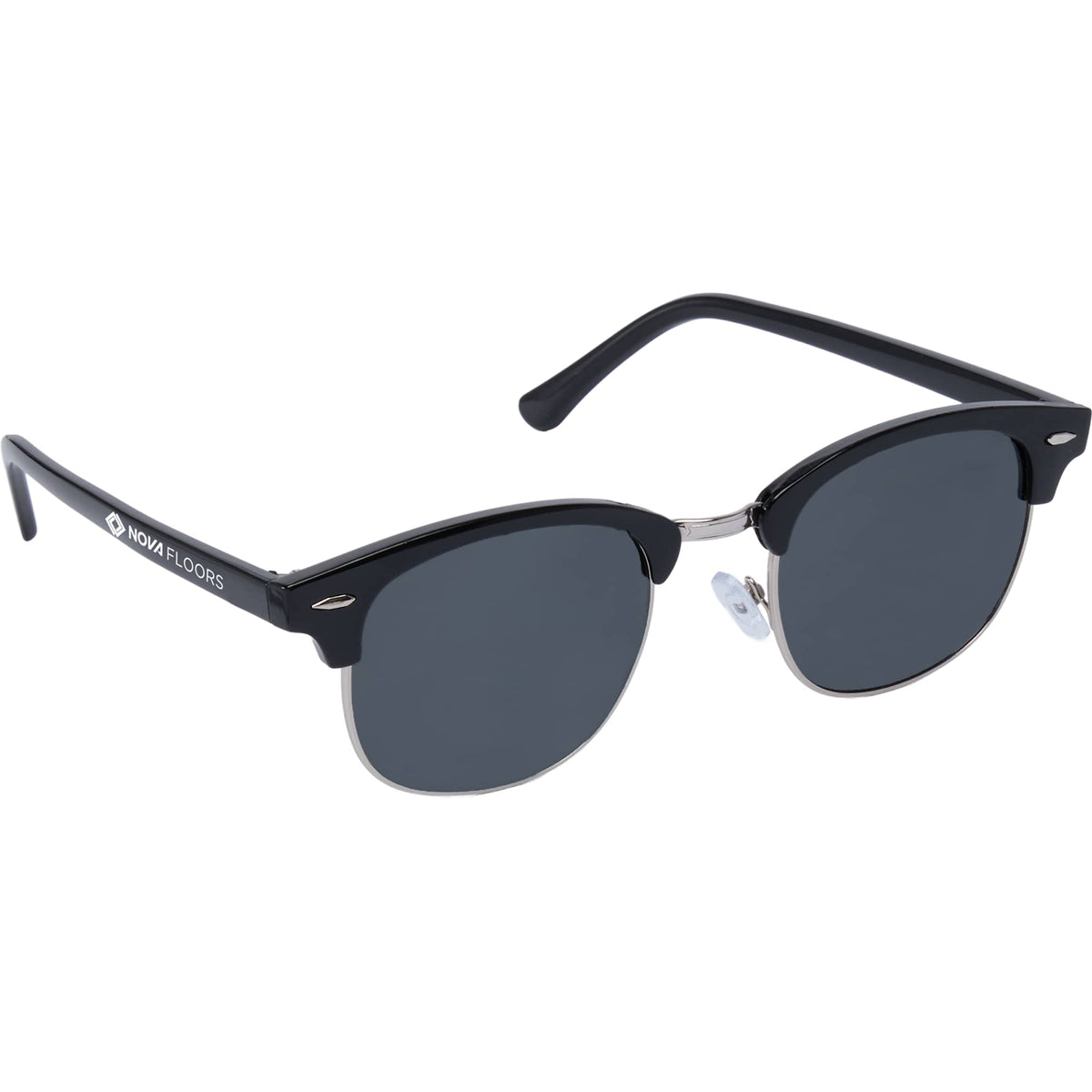 Palmer Retro Club Style Sunglasses with Recycled Frame - Black - Front
