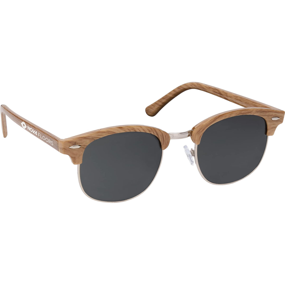 Palmer Retro Club Style Sunglasses with Recycled Frame - Wood - Front