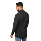 Palo Long Sleeve Cotton Pique Polo for Men Transfer - Black - Back On Model