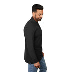 Palo Long Sleeve Cotton Pique Polo for Men Transfer - Black - Right Side On Model