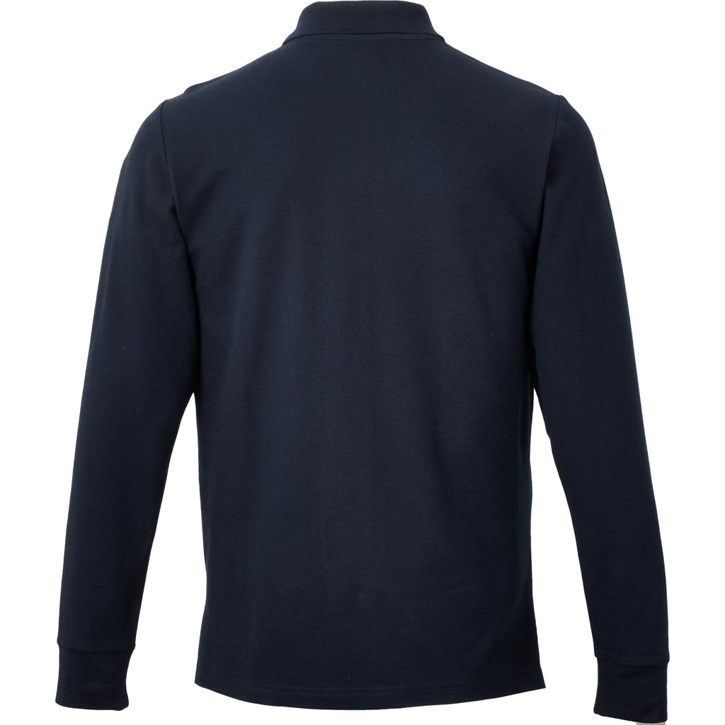 Palo Long Sleeve Cotton Pique Polo for Men Transfer - Navy - Back