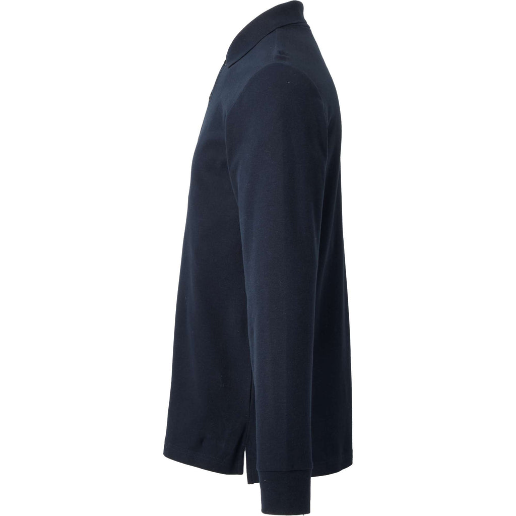 Palo Long Sleeve Cotton Pique Polo for Men Transfer - Navy - Left Side
