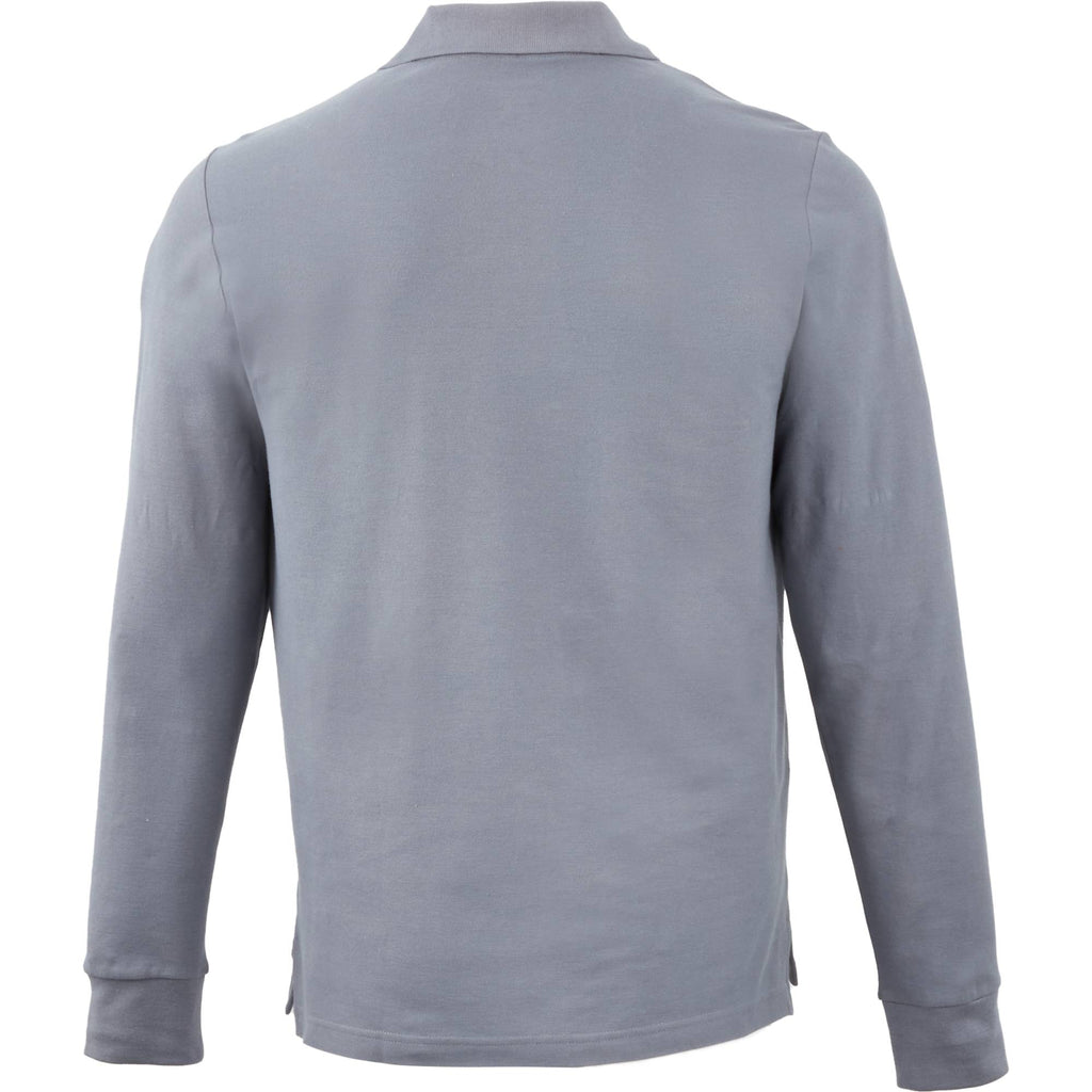 Palo Long Sleeve Cotton Pique Polo for Men Transfer - Steel Grey - Back