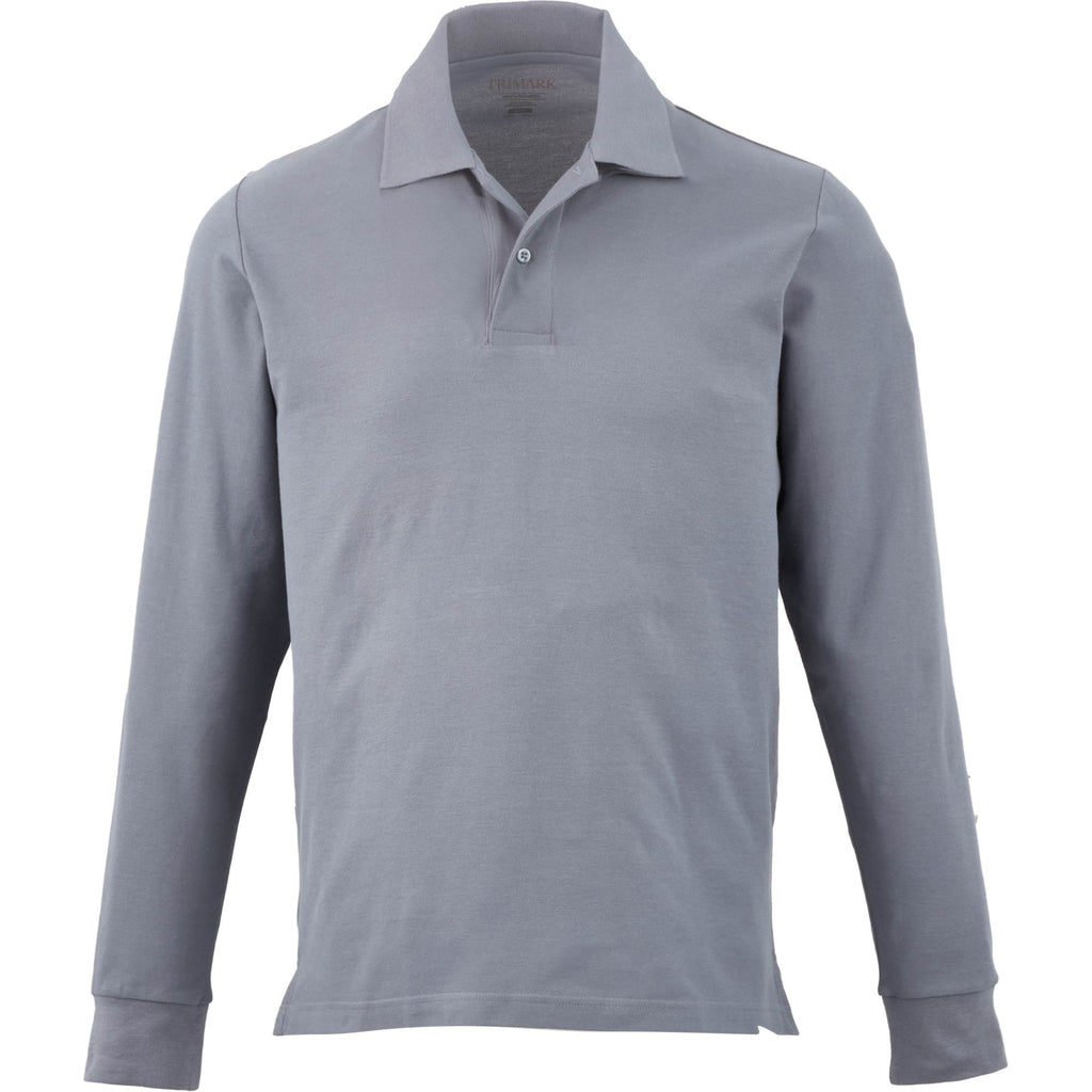Palo Long Sleeve Cotton Pique Polo for Men Transfer - Steel Grey - Front