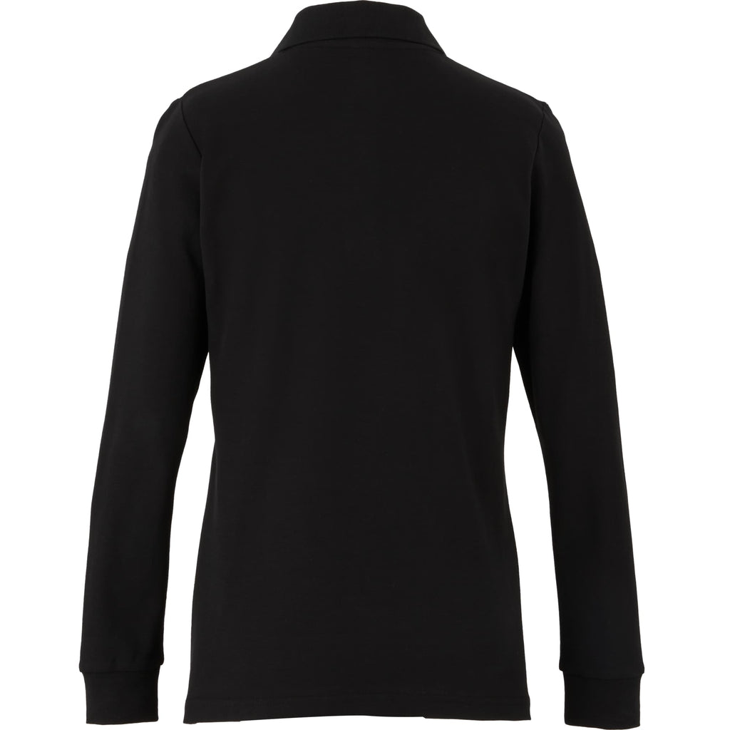 Palo Long Sleeve Cotton Pique Polo for Women Transfer - Black - Back