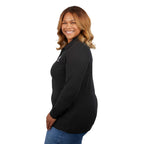 Palo Long Sleeve Cotton Pique Polo for Women Transfer - Black - Left Side On Model